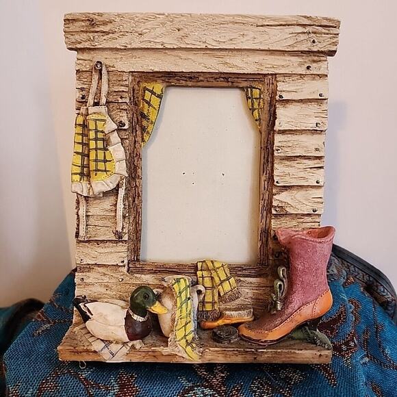 Resin Picture Frame Window Country Cottage Duck Victorian Boot Apron Jug Heavy - Picture 1 of 10